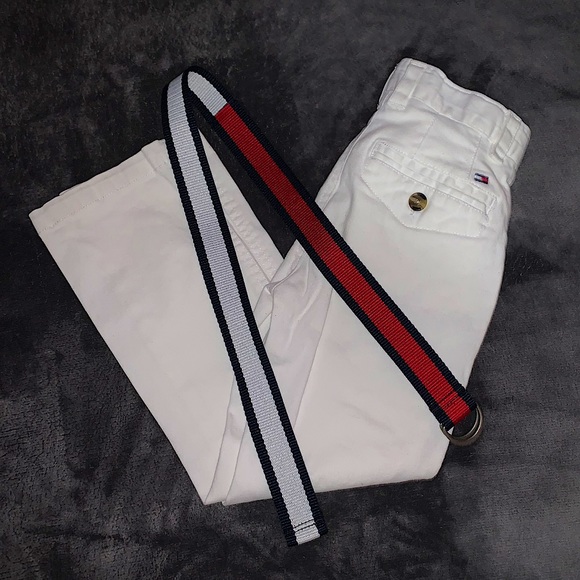 TOMMY HILFIGER WHITE JEANS W/ BELT - Picture 1 of 2